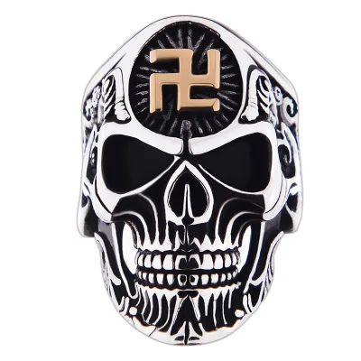 Mens Retro Skull Ring  Carved Cross Rings Accessories Punk Gothic Engraved Ring for Men