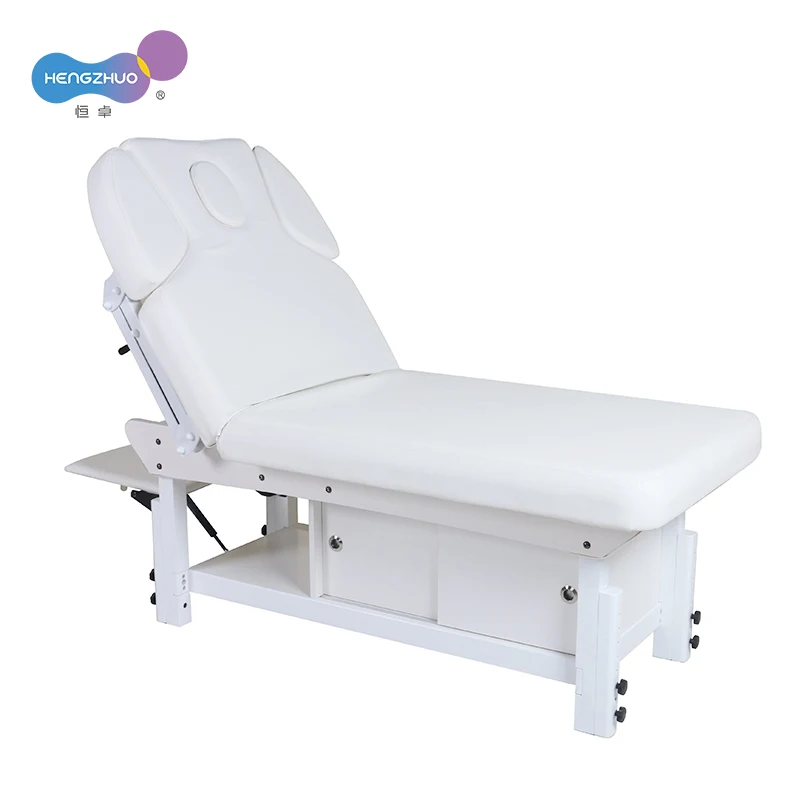 European Style Wooden Massage Table Spa Bed for Beauty Salon with i Pad Rack Commercial Furniture Professional Manufacturer