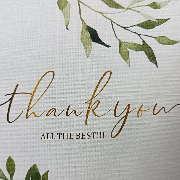 Luxurious White Matte surface Die cut packaging paper thank you card grateful paper sheet for after sales service cards