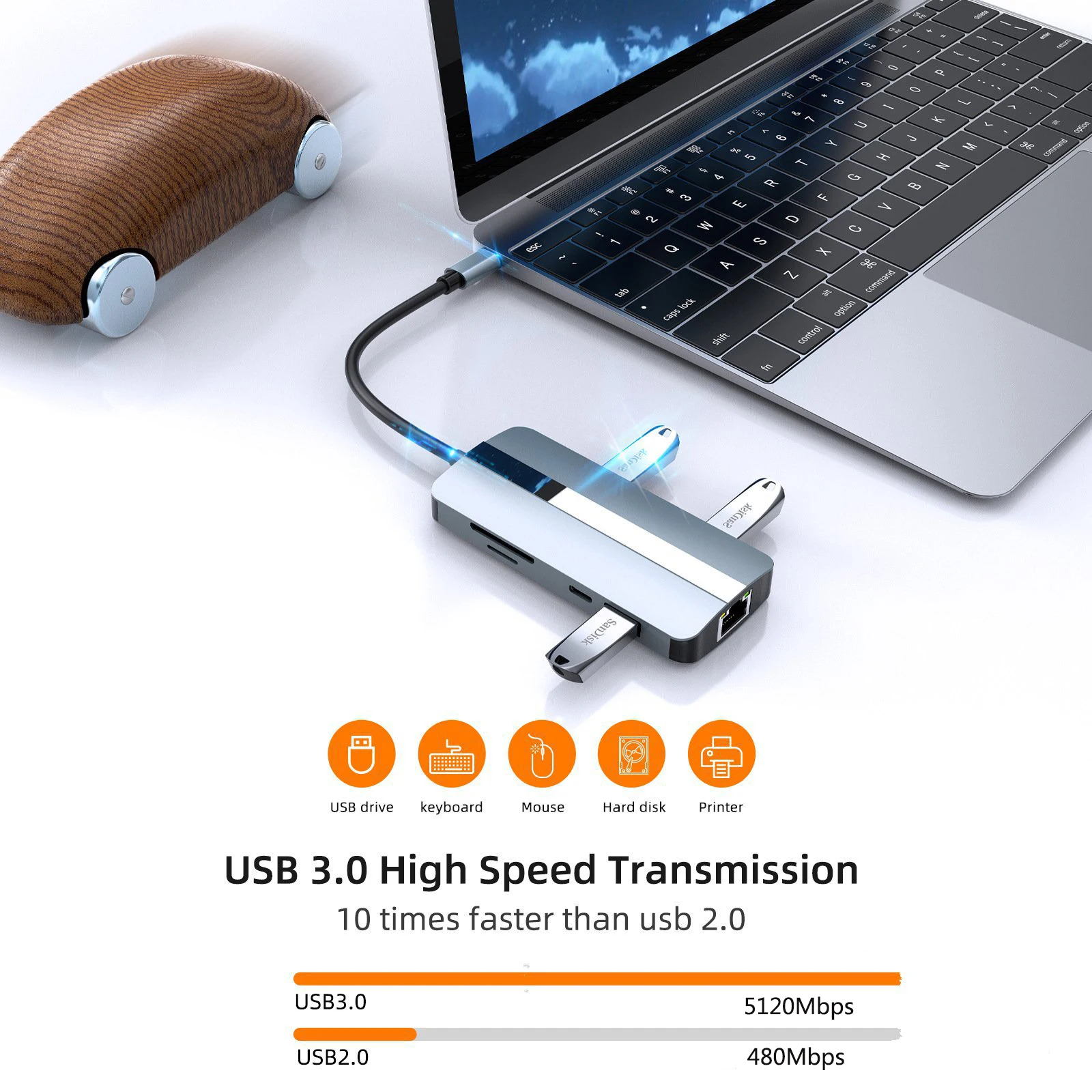 9-in-1 USB-C Docking Station USB Hub HDMI RJ45 100M VGA Pd Fast Charge 3.0 Supports Reception