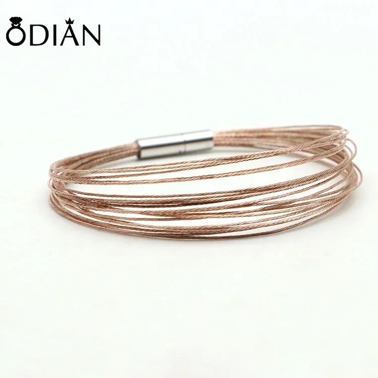 High quality 316L stainless steel cable bracelet twisted cable wire bracelet magnetic clasp