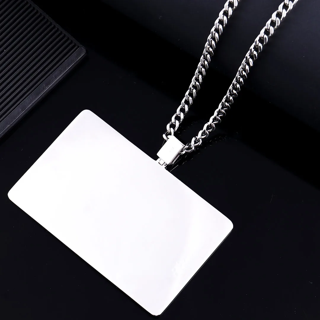 VISA Rectangle Solid Back 925 Sterling Silver 18k Gold Plated D color VVS Custom Moissanite Pendant Unisex Ice Out Jewelry