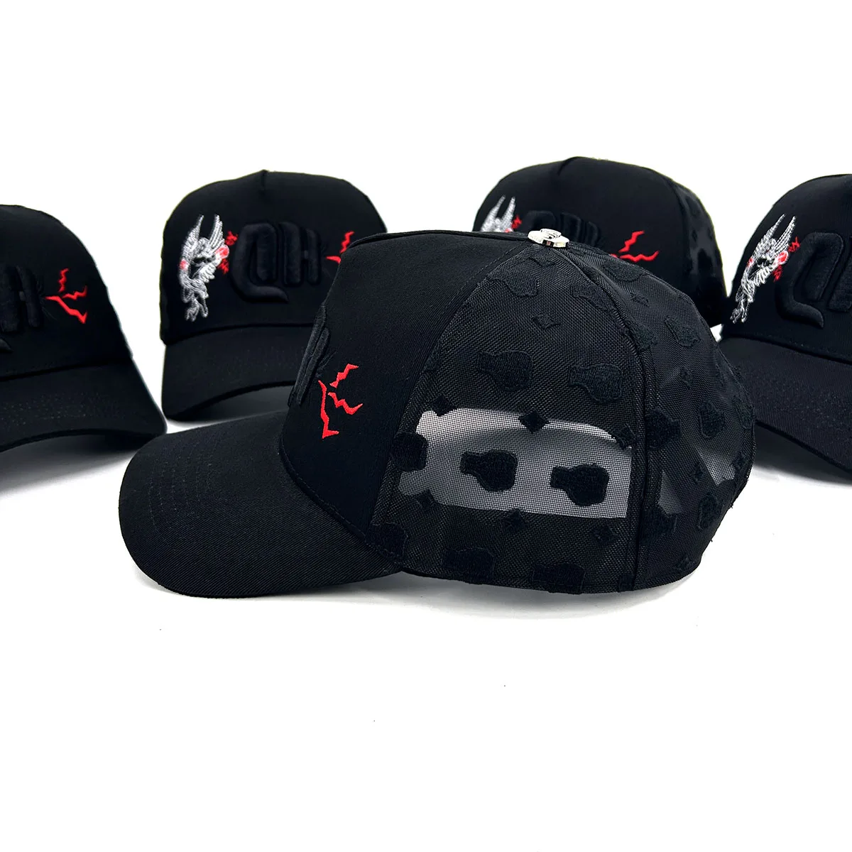 Custom 3d Embroidery Logo  5 Panel Full Embroidery Patch Logo Mesh Trucker Cap Full Mesh Trucker Hat