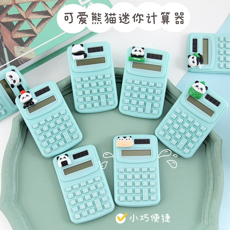 Students cartoon cute kawaii panda design pocket mini calculator for school