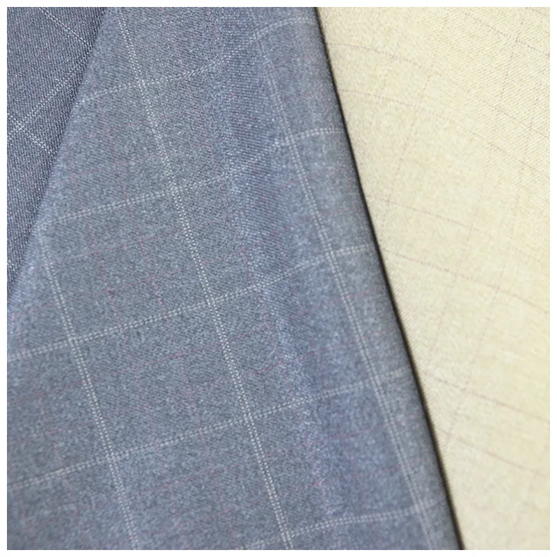 Textile viscose polyester rayon blended fabric tr black & gray plad fabric