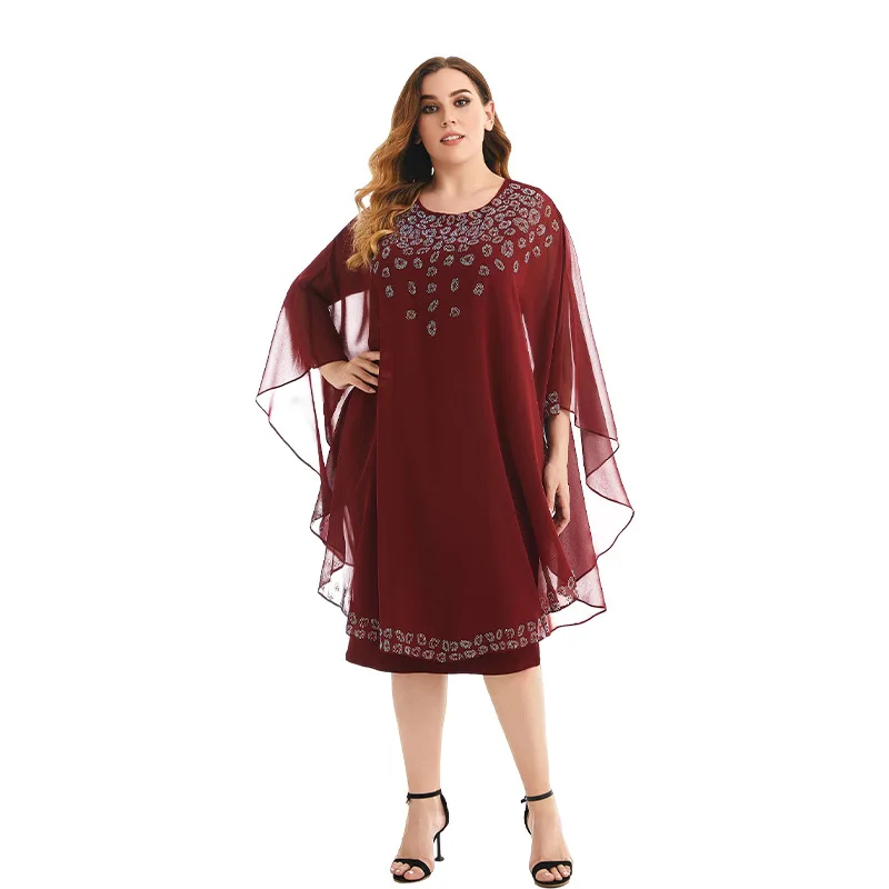 2022 wholesale factory made Fashion New Chiffon Shawl Two Piece Dress Women
