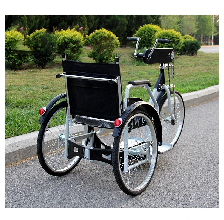 In China Folding Tricycle Manual Wheelchair For Disabled Triciclo Hand-cranked Manual Wheelchair Tricycles 3 Wheel Wheelchair