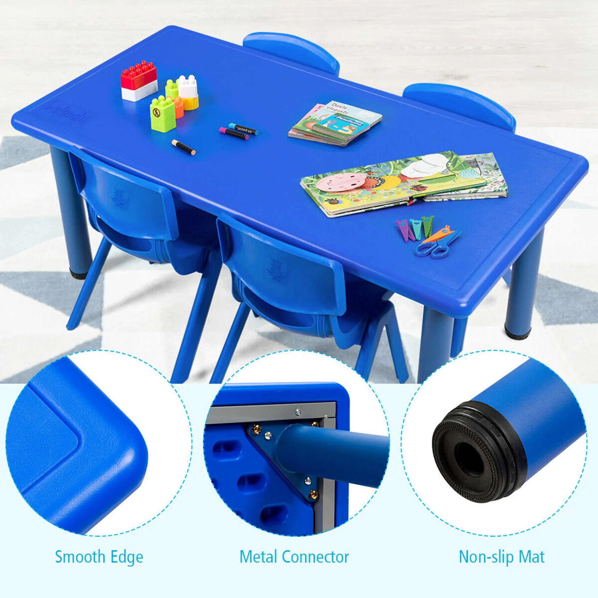 colorful Adjustable Stackable plastic children Playroom Classroom daycare preschool  table and chairs sets furnitures for kids
