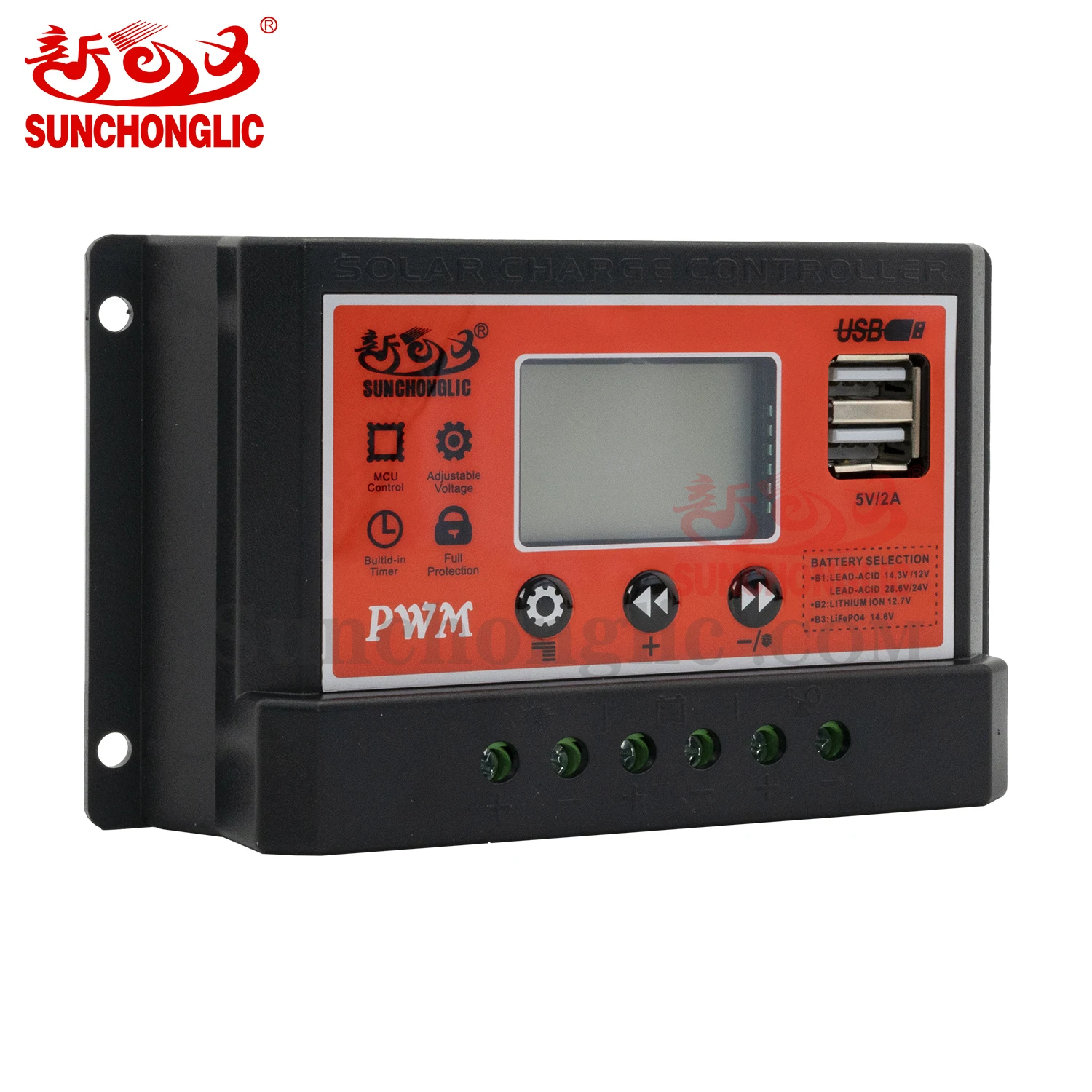 Sunchonglic factory wholesale pwm controller 12V 24V 10A 10amp manual pwm solar charge controller