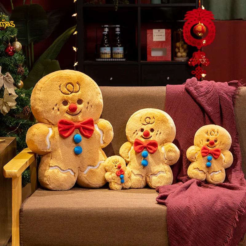 Lovely stuffed rabbit plush doll home decoration soft christmas gingerbread man plush toys for kids gift