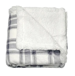 High Quality Plaid Flannel Fleece Sherpa Trim Super Soft Warm Cozy 2 PLY Throw Blanket For Chilly Winter Suppliers