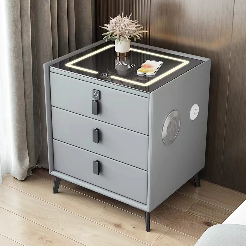 Low price smart storage cabinet intelligent drawer 4 footstools multi functional beside table with wireless charging and speaker