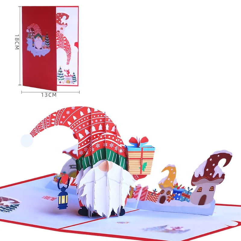 Trending Santa Claus Christmas Gnome Pop Up Card 3D Christmas Greeting Cards Gift