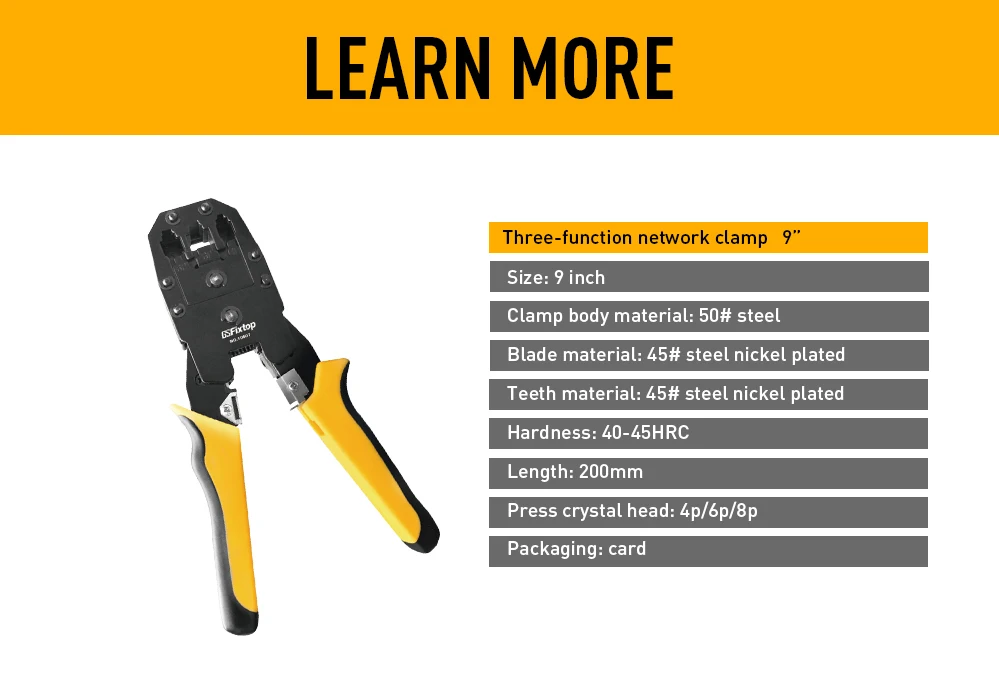 Heavy Duty Wire Cable Hand Crimping Tool with Stripper and Cutter for Workshop rj45 electric crimping tool