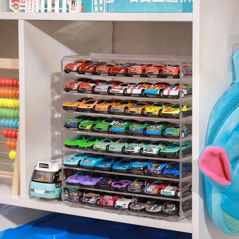 Wholesale counter table display stand, transparent removable plastic display box, Hot wheel mecca toy car storage box