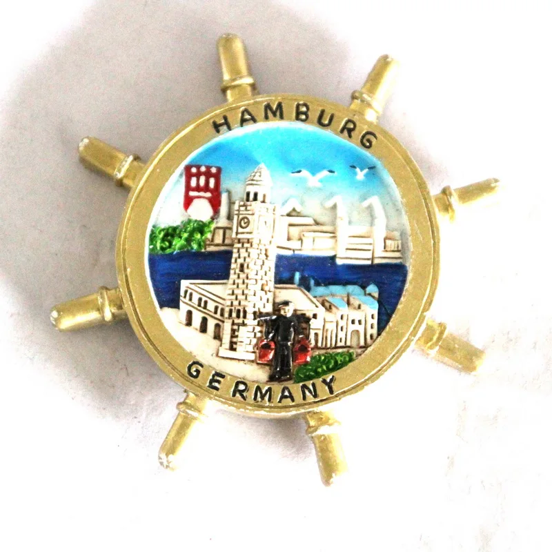 Wholesale custom design Hamburg Germany tourist souvenir handmade resin ocean fridge magnet