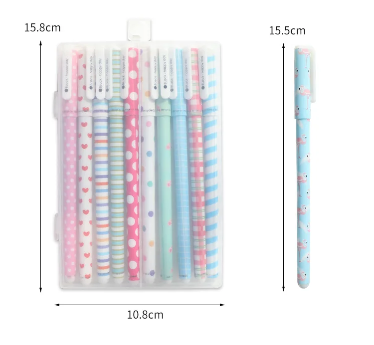 10pcs/set  Kawaii Lovely cute cartoon multicolor gel pen plastic custom gel pen for kids