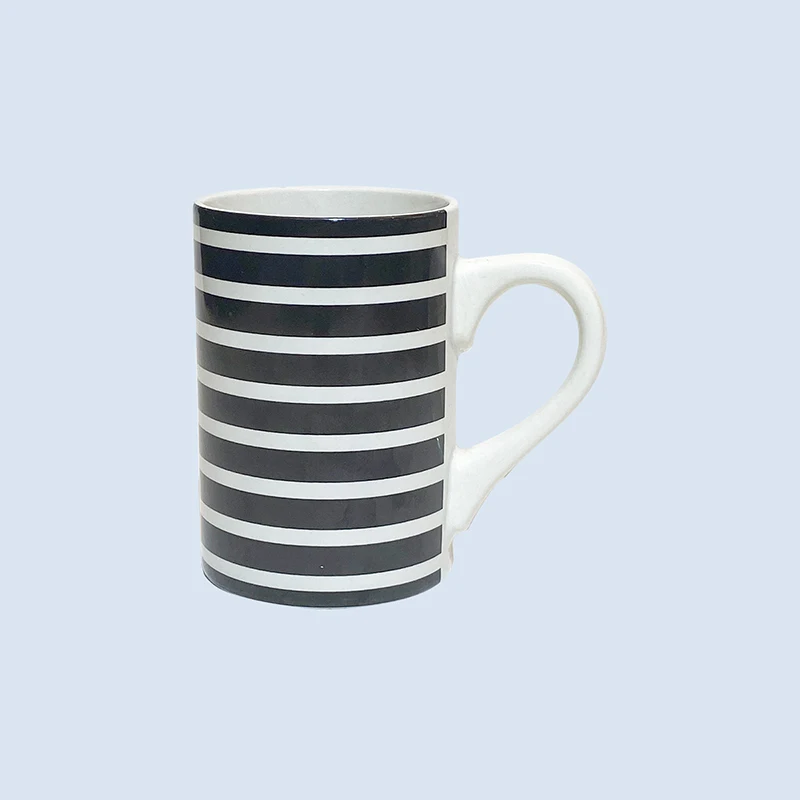 
Simple style ceramic white mugs black stripe water cup coffee cup milk cup 