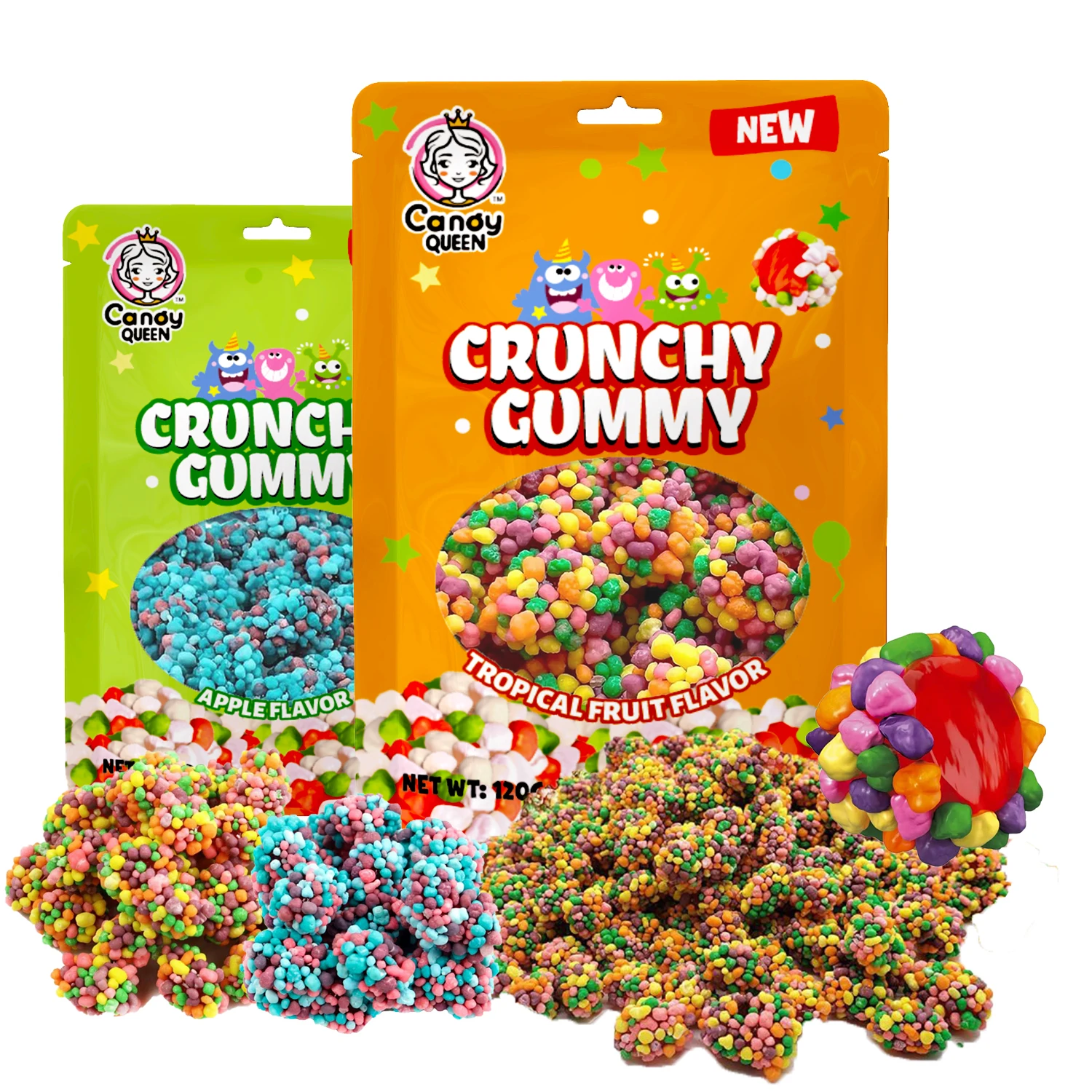 Halal Kosher certificate America hot sale sour sweet fruit flavor gummy clusters chewy soft candy bonbons