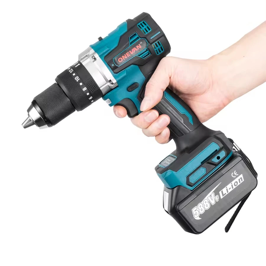 650Nm 13MM Chuck Brushless Impact Drill Cordless Electric Screwdriver Lithium Batter Ice Breaker Digging For Makita 18v Battery