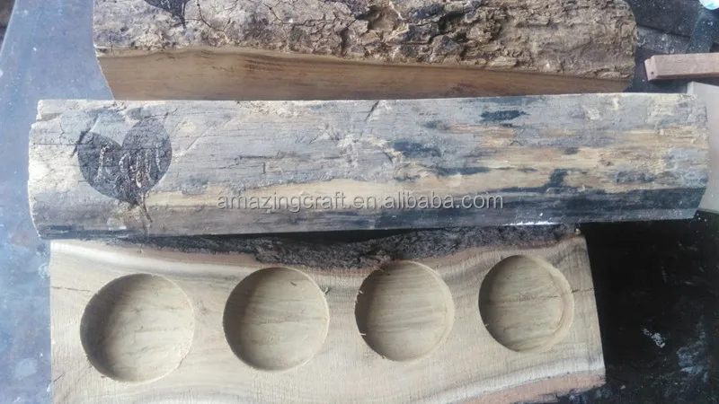Customized Poplar Tree Wood Slice Trunk Decoration Stump Flower Pot Candle Holder