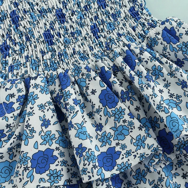 Girls Summer New Dresses Infant Floral Sling Dress Fashion Girls Design Pleated Dresses