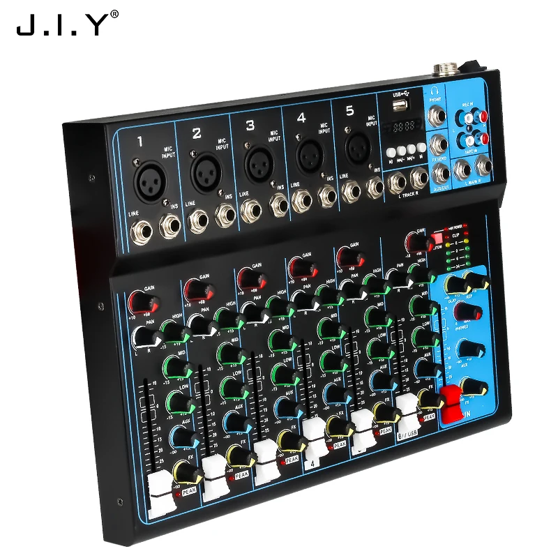 J.I.Y-F07 профессиональный миксер 7 канал Blueteeth микшерный пульт с эффектом реверберации для Домашнего Караоке Usb Live