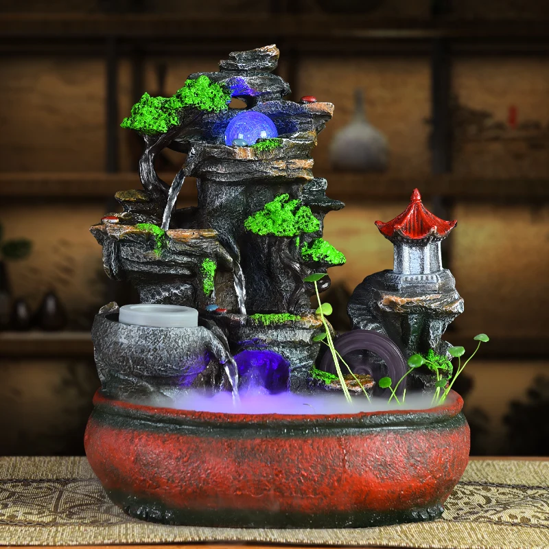 Rockery, flowing fountain, water wheel, feng shui wheel, opening gift, gift, office, living room, wealth creation ornament
