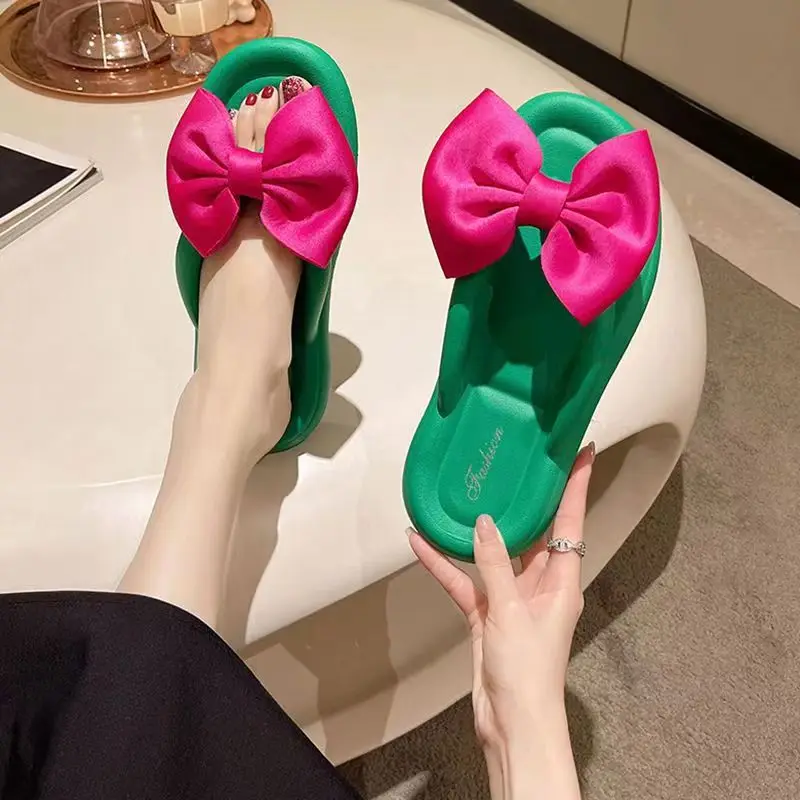 Fashion EVA cloud soft summer beach  outdoor women flip-flops slippers with bow