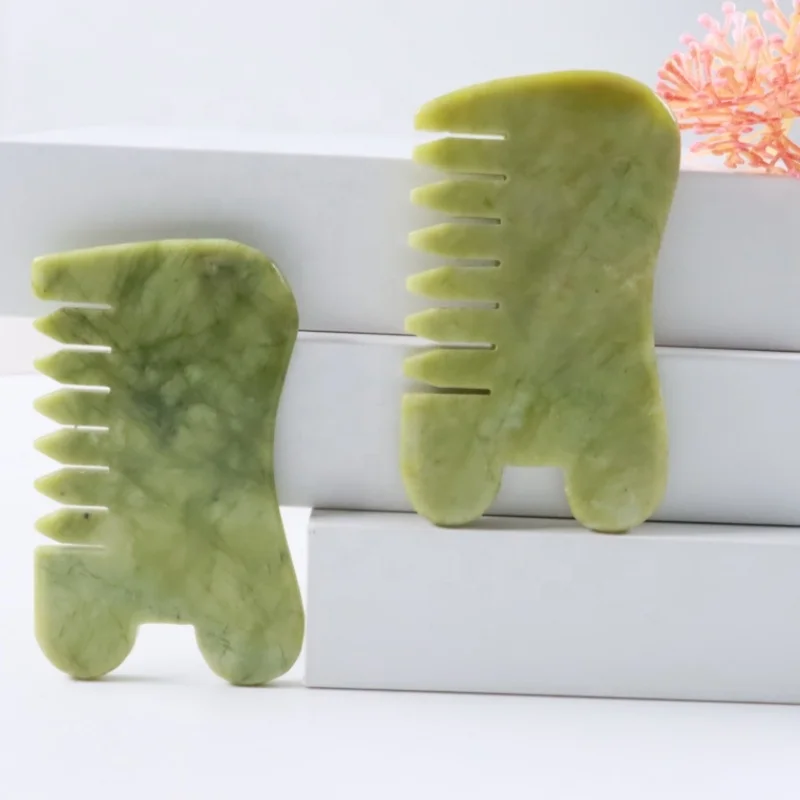 2023 jade stone scalp head massager board best natural message guasha gua sha comb
