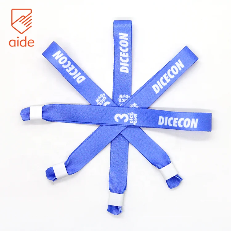 Personalized Cloth Fabric Bracelet Polyester Adjustable Wristbands With Plastic Clip For One Time Use