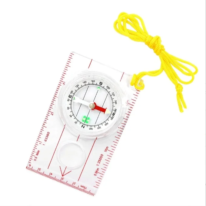 Outdoor Plexiglass Map Scale Luminous Directional Multifunctional Ruler(cm/inch) Compass Camping Gear Hiking Accessories