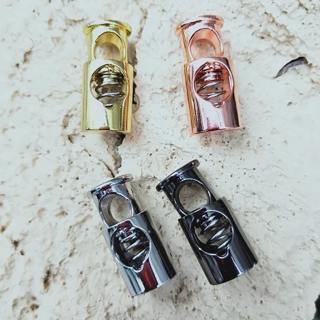 Оптовая цена, шнур для шнурков, радужная пружина, стопор с двойным отверстием, Властелин шнурков для шнурков/замок, сплав металла без никеля, свинца