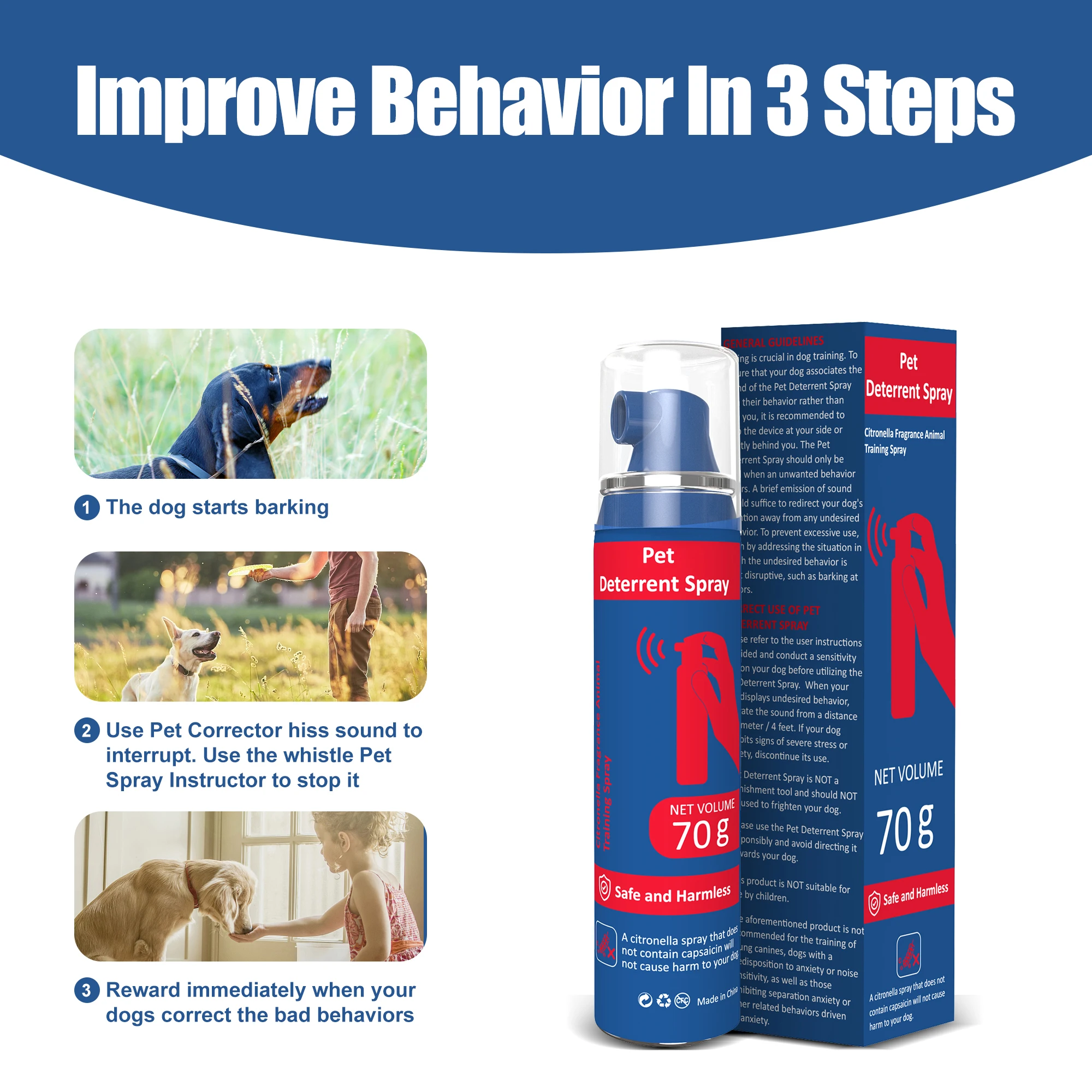 Safe Humane Effective Stops Barking Jumping Up Food Stealing Dog Fights Spray Dog Trainer Spray Corrector