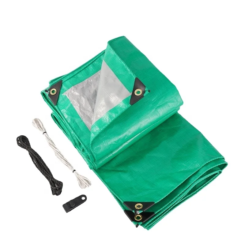 Million 2*3 120g green silver laminated PE coated tarpaulin hot selling customized design cover waterproof