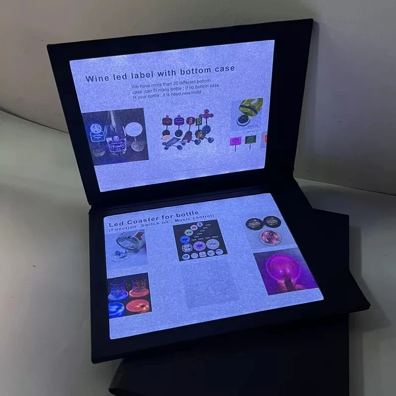Hot Sales For Restaurant Bar Nightclub Light Up LED Menu Cover Pu Leather Foldable Double Side LED Glowing Menu Holder Book