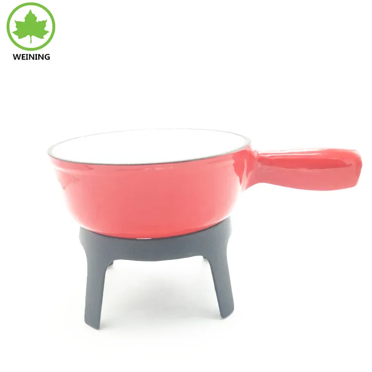 Cast Iron Fondue Pot Set 6 Fondue Forks Safety Burner Chocolate Cheese Cast Iron Fondue Pot Set