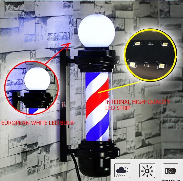 Barber accessories Salon turn light hairdressing logo light wall hanging rotating led fashion turn light barber pole set