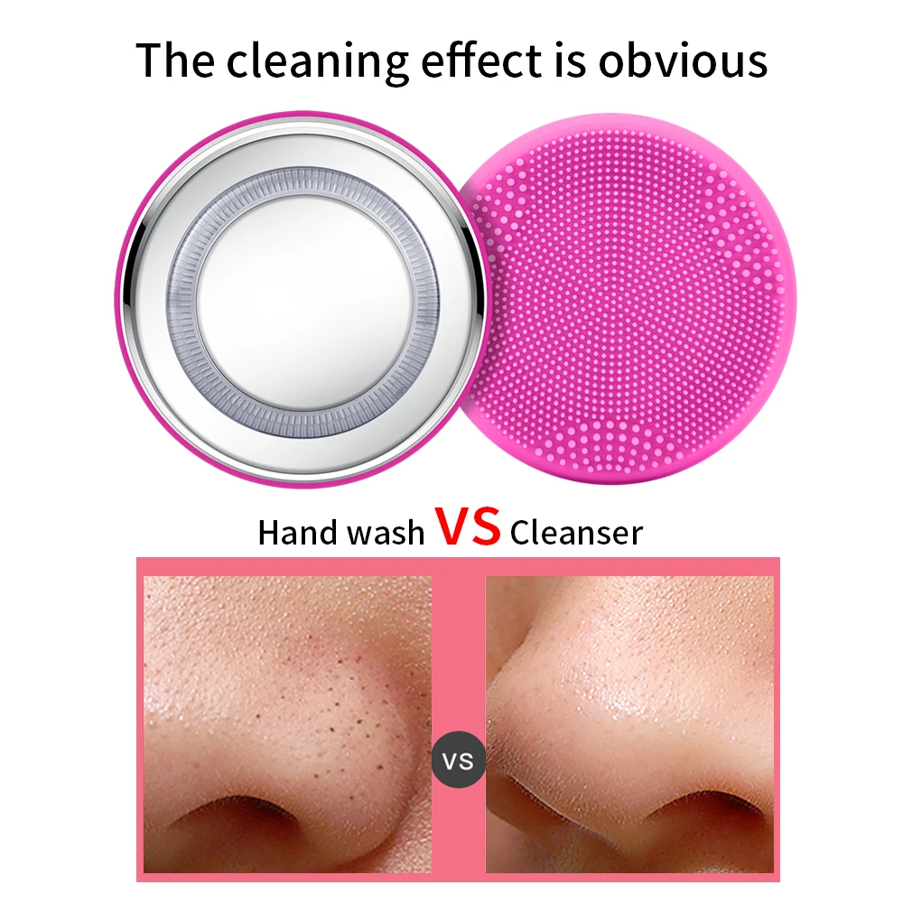KKS Skin Sonic Vibrating Massager Cleaning Washing Ultrasonic Vibration Face Cleanser Silicone Electric Facial Cleansing Brush
