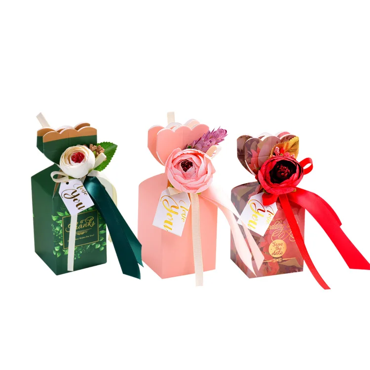 Оптовая продажа от производителя, недорогая Подарочная коробка для конфет на свадьбу на Хэллоуин с индивидуальным принтом и лентой