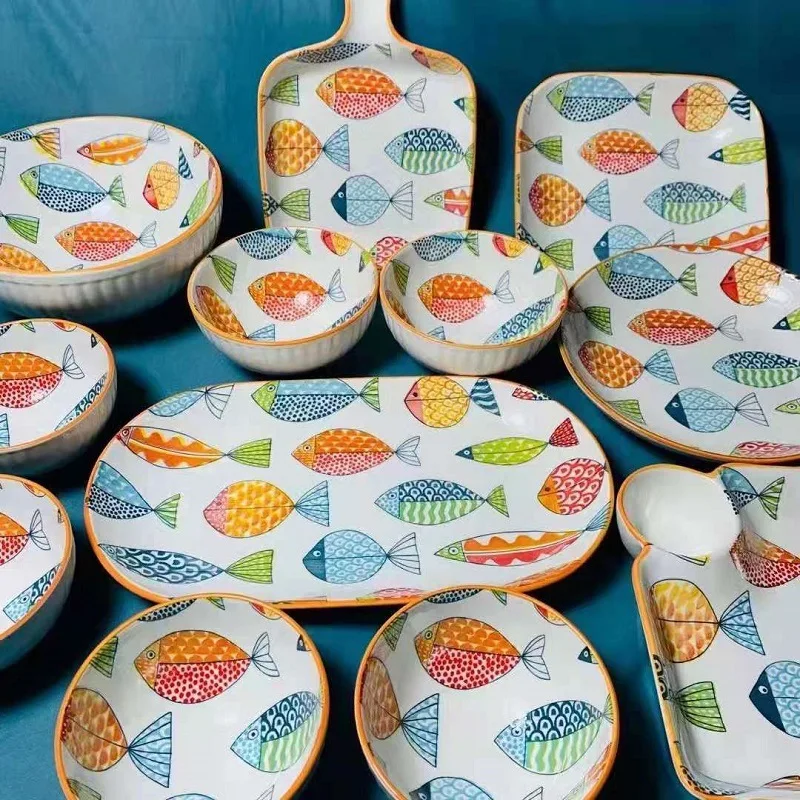 Heat Resistant Chinaware Ceramic Dishes And Plates Porcelain Kitchen Plate With Silver Decals At The Edge