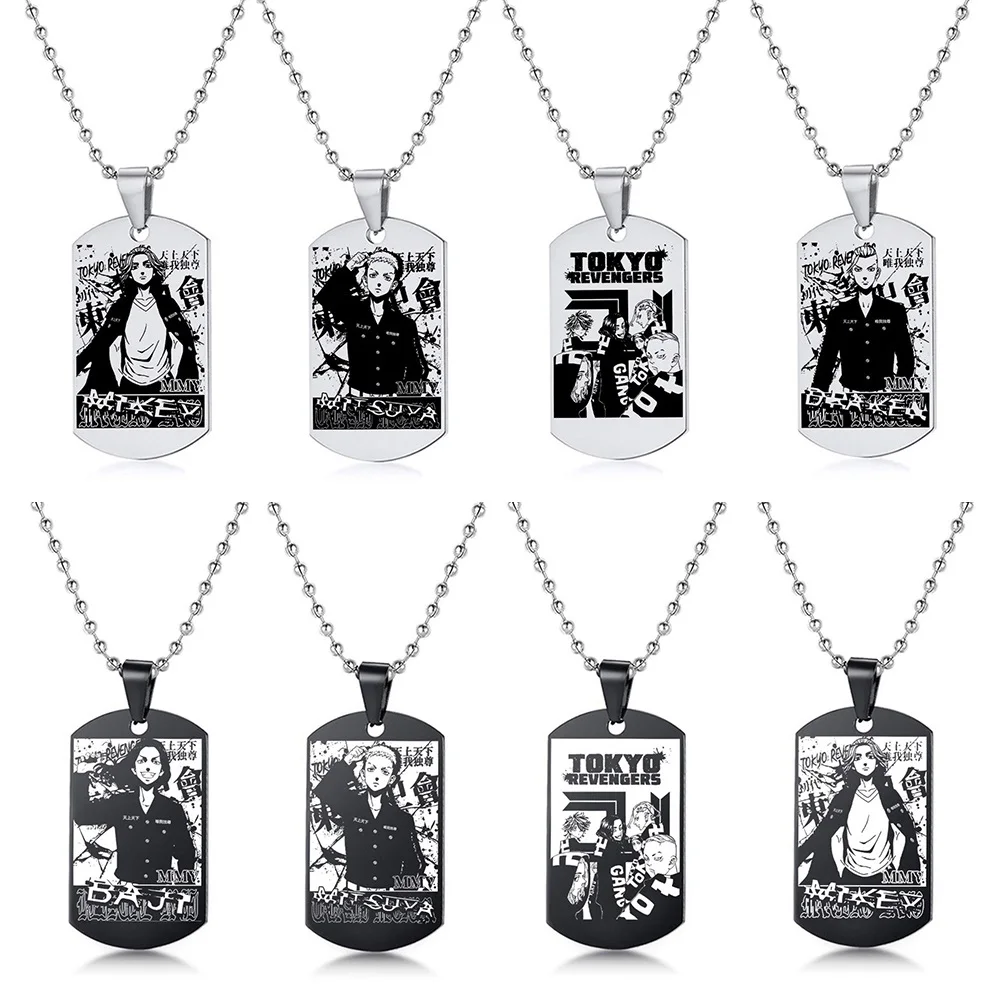 Tokyo Avengers Necklace Cosplay Cartoon Figure Stainless Steel Dog-Tag Sweater Chain Pendant Fashion Jewelry for Anime Fans