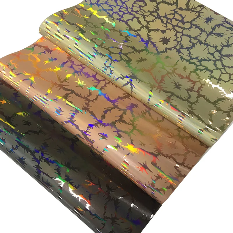 Hot sale Embossed Laser Holographic PU Synthetic Leather for bags/shoes making