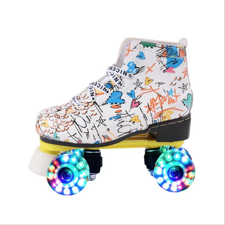 High Quality Roller Skates Four Wheels Cheap Graffiti Fashionable Roller Skating Shoes