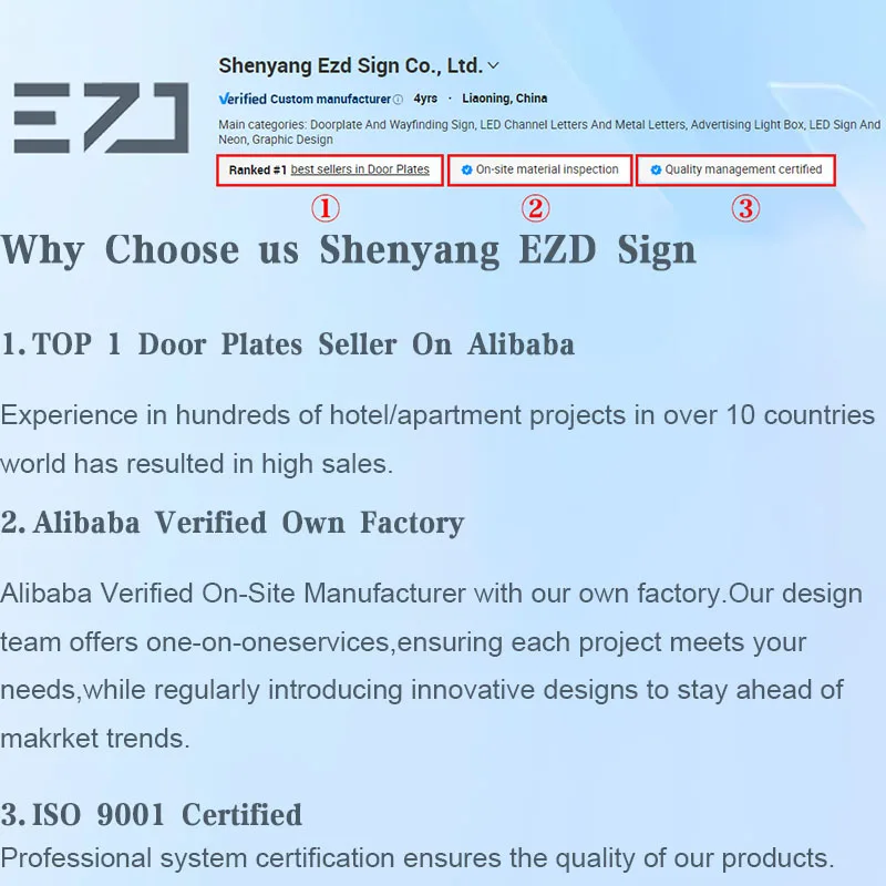 EZD Custom Clear Acrylic Walnut Wood Grain LED Light Luxury Hotel Room Number Door Sign with Doorbell