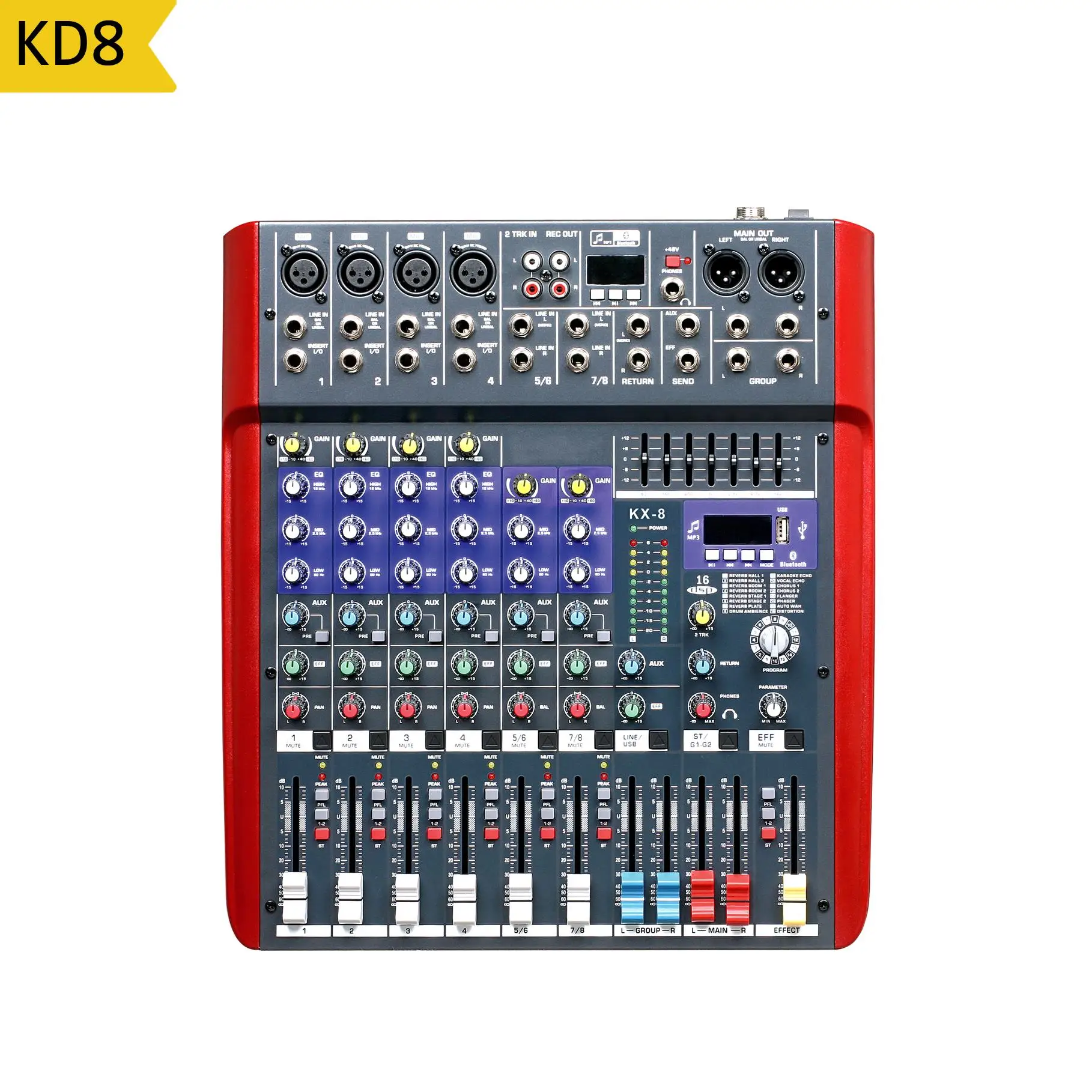 8 каналов аудио смеситель KD8 с возможностью записи в хорошие продажи