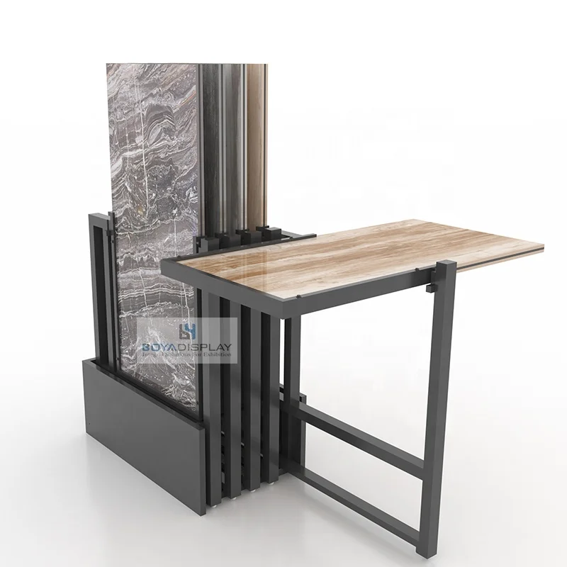 Customized Top-Sale Marble Quartz 360 Degree Rotating 60*120 Stone Sample Sliding Ceramic Tile Display Rack For Showroom