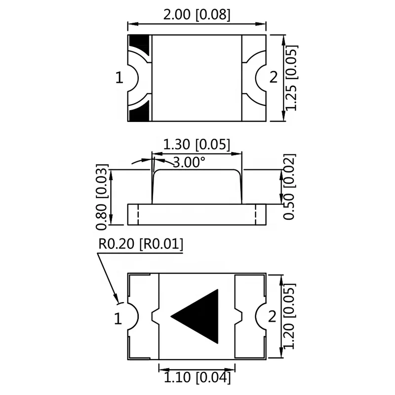 Surface Mount 0805 Pure Green Smd Led Patch Light Bead Small Size 2012 Led Patch Light Emitting Diode