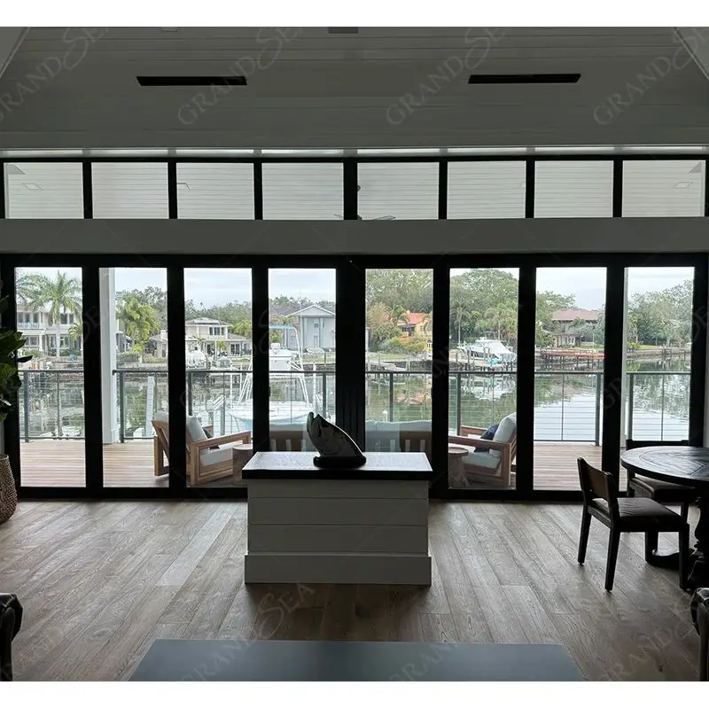 NAFS USA Standard Windproof Patio Aluminum Folding Door Folding Double Glazed Glass Bifold Patio Doors For Houses