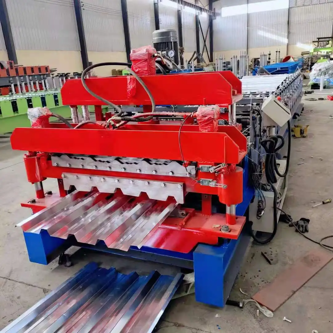 High quality glazed tole IBR sheet double layer trapezoidal roof press making machine roll forming machinery